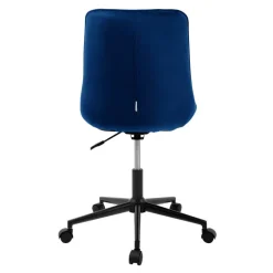 Bürostuhl auf Rollen Blau mit Samtbezug und Metallgestell ML-Design