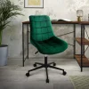 Bürostuhl auf Rollen Grün mit Samtbezug und Metallgestell ML-Design