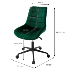 Bürostuhl auf Rollen Grün mit Samtbezug und Metallgestell ML-Design