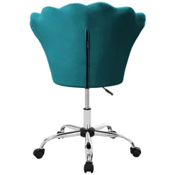 Bürostuhl mit Rollen und Rückenlehne Muscheldesign 68x68 cm Petrol aus Samt Schminktisch Stuhl ML-Design