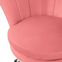 Bürostuhl mit Rollen und Rückenlehne Muscheldesign 68x68 cm Rosa aus Samt Schminktisch Stuhl ML-Design