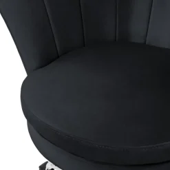 Bürostuhl mit Rollen und Rückenlehne Muscheldesign 68x68 cm Schwarz aus Samt Schminktisch Stuhl ML-Design
