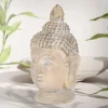 Buddha Kopf Figur 30x30x55 cm beige/grau aus Kunststein
