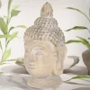 Buddha Kopf Figur 45x39x78 cm beige/grau aus Kunststein