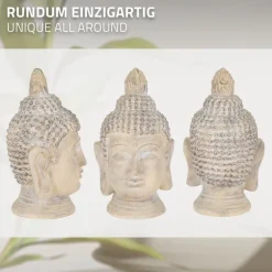 Buddha Kopf Figur 45x39x78 cm beige/grau aus Kunststein