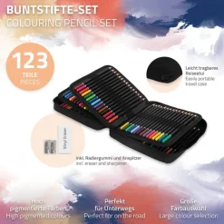 Buntstifte Set 120 Farben in Reißverschlussetui Schwarz aus Kunststoff