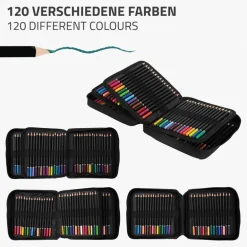 Buntstifte Set 120 Farben in Reißverschlussetui Schwarz aus Kunststoff