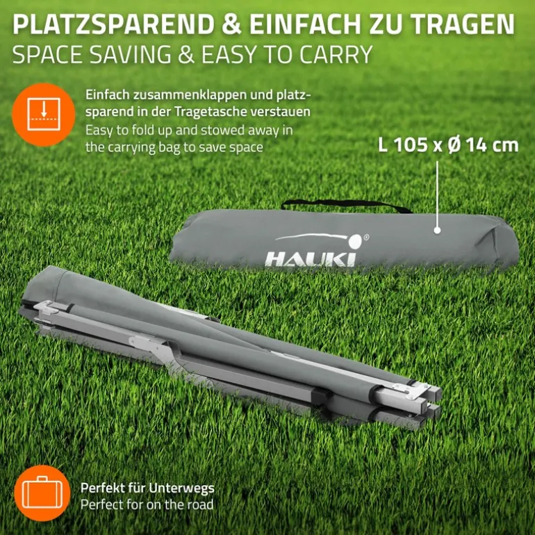 Campingbett Feldbett klappbar 210x83x46 cm Grau mit Tragetasche bis 150 kg HAUKI