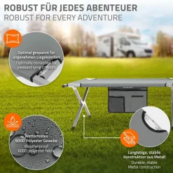 Campingbett Feldbett klappbar 210x83x46 cm Grau mit Tragetasche bis 150 kg HAUKI