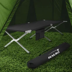 Campingbett Feldbett klappbar 210x83x46 cm Schwarz mit Tragetasche bis 150 kg Hauki