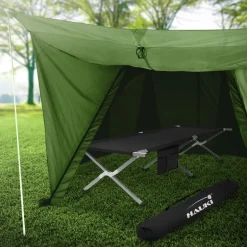 Campingbett Feldbett klappbar 210x83x46 cm Schwarz mit Tragetasche bis 150 kg Hauki
