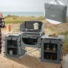Camping Küche faltbar mit Tragetasche Grau aus Aluminium inkl. Arbeitsplatte Hauki
