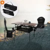 Camping Set 3-teilig mit Klapptisch Braun und 2 Campingstühlen Schwarz HAUKI
