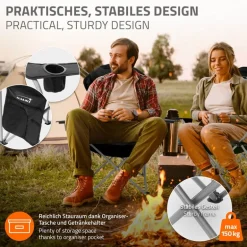 Camping Set 3-teilig mit Klapptisch Braun und 2 Campingstühlen Schwarz HAUKI