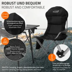 Camping Set 3-teilig mit Klapptisch Braun und 2 Campingstühlen Schwarz HAUKI