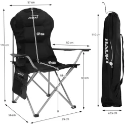 Camping Set 3-teilig mit Klapptisch Braun und 2 Campingstühlen Schwarz HAUKI