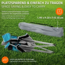 Campingstuhl faltbar Grau-Blau klappbarer Angelstuhl mit Getränkehalter & Tragetasche