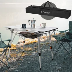 Campingtisch faltbar 90x51,5 cm Silber aus Aluminium ML-Design