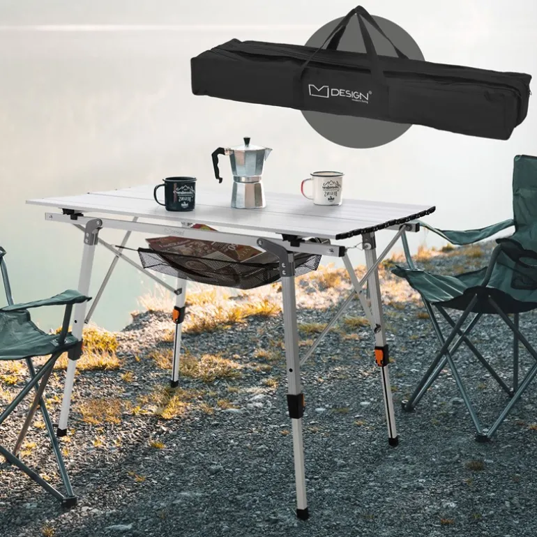 Campingtisch faltbar 90x51,5 cm Silber aus Aluminium ML-Design
