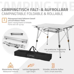 Campingtisch faltbar 90x51,5 cm Silber aus Aluminium ML-Design