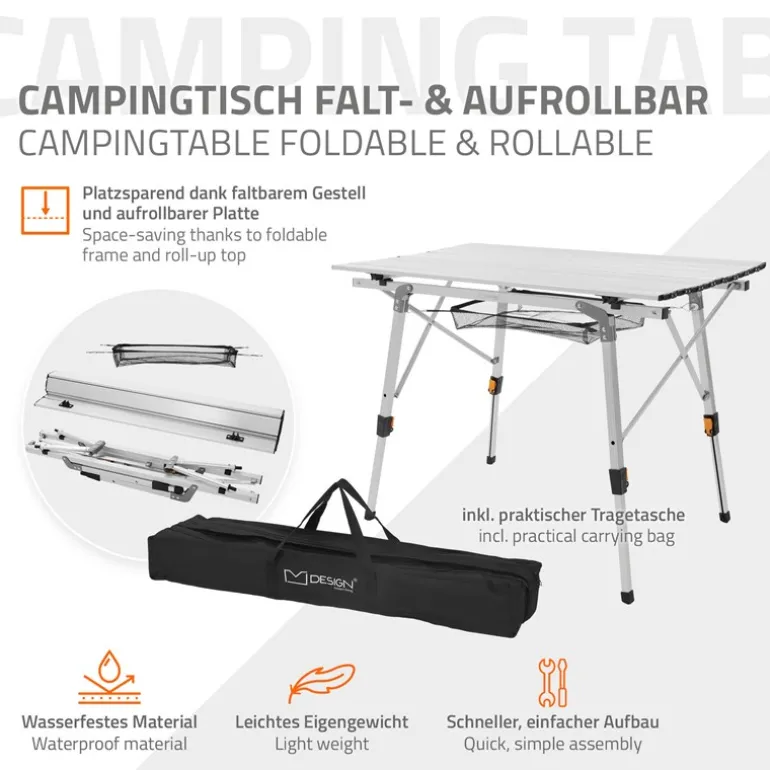 Campingtisch faltbar 90x51,5 cm Silber aus Aluminium ML-Design