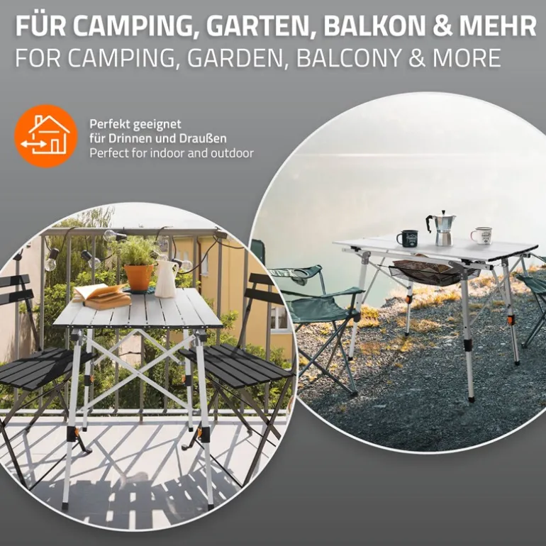 Campingtisch faltbar 90x51,5 cm Silber aus Aluminium ML-Design