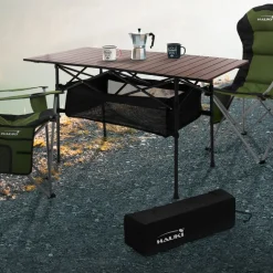 Campingtisch klappbar 118x55x64,5 cm Braun aus Aluminium Hauki