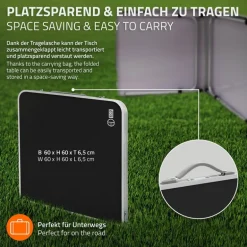 Campingtisch klappbar 120x60x54-70 cm Schwarz aus Aluminium