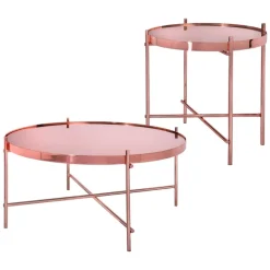 Couchtisch 2er Set Kupfer aus Metall und Glas WOMO-Design