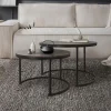 Couchtisch 2er Set Rund Eiche-dunkel/Schwarz aus MDF und Metall ML-Design