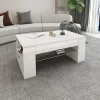 Couchtisch mit Glasablage und 4 Fächern 100x60x42 cm Weiß ML-Design