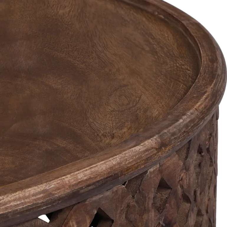 Couchtisch rund Ø 100x45 cm Braun aus Mangoholz WOMO-Design