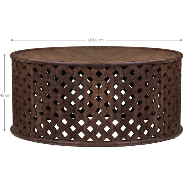 Couchtisch rund Ø 100x45 cm Braun aus Mangoholz WOMO-Design