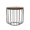 Couchtisch rund Ø 50x50 cm Natur/Schwarz aus Altholz, Metallgestell WOMO-Design