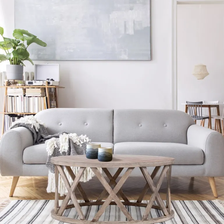 Couchtisch Ø 100x45 cm Braun aus Mangoholz WOMO-Design