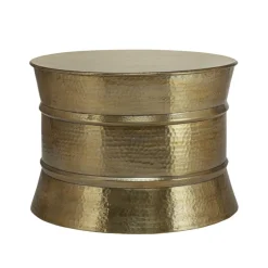 Couchtisch Ø 62x33 cm Gold aus Aluminium-Legierung in Hammerschlag-Technik  WOMO-Design