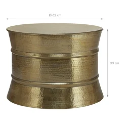 Couchtisch Ø 62x33 cm Gold aus Aluminium-Legierung in Hammerschlag-Technik  WOMO-Design