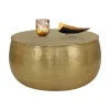 Couchtisch Ø 90x45 cm Gold aus Aluminium in Hammerschlag Optik WOMO-Design