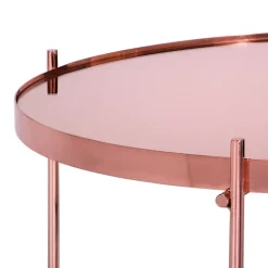 Couchtisch Ø 75x35 cm Kupfer aus Metall und Glas WOMO-Design