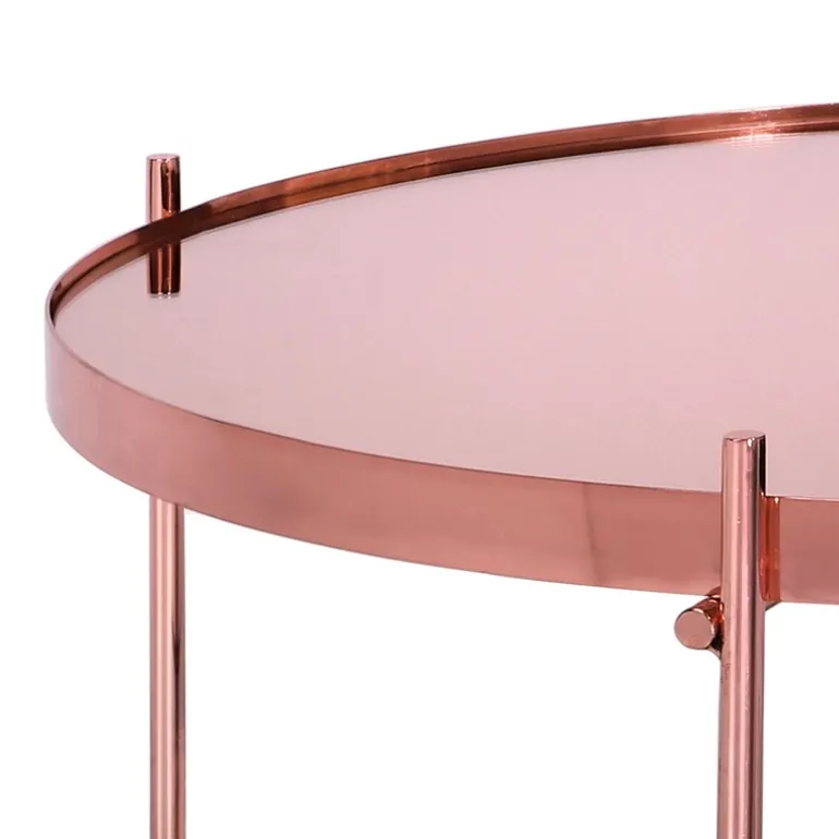Couchtisch Ø 75x35 cm Kupfer aus Metall und Glas WOMO-Design