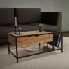 Couchtisch 110x54 cm mit Zeitschriftenfach Eiche Optik Braun Schwarz Wohnzimmertisch ML-Design
