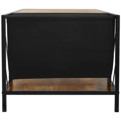 Couchtisch 110x54 cm mit Zeitschriftenfach Eiche Optik Braun Schwarz Wohnzimmertisch ML-Design