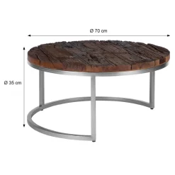 Couchtisch Ø 70x35 cm Natur aus Akazienholz WOMO-Design