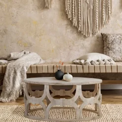 Couchtisch Ø 100x45 cm Natur aus Mangoholz  WOMO-Design