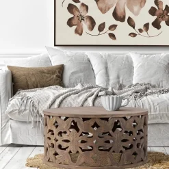 Couchtisch Ø 100x45 cm Natur aus Mangoholz  WOMO-Design