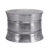Couchtisch Ø 62x33 cm Silber aus Aluminium-Legierung in Hammerschlag-Technik  WOMO-Design