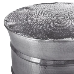 Couchtisch Ø 62x33 cm Silber aus Aluminium-Legierung in Hammerschlag-Technik WOMO-Design