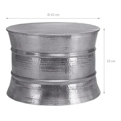 Couchtisch Ø 62x33 cm Silber aus Aluminium-Legierung in Hammerschlag-Technik WOMO-Design