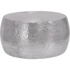 Couchtisch Ø 90x45 cm Silber aus Aluminium in Hammerschlag Optik WOMO-Design