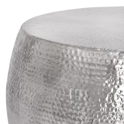Couchtisch Ø 90x45 cm Silber aus Aluminium in Hammerschlag Optik WOMO-Design